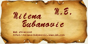 Milena Bubanović vizit kartica